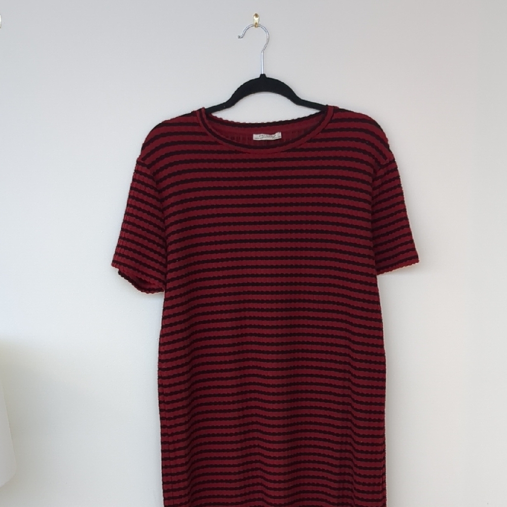 Zara Red Striped Raglan Sleeve Mini Dress